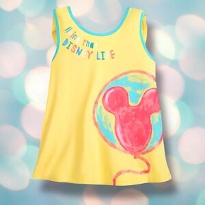 Disney Mickey Balloon Girl's Yellow Sleeveless Ruffle Tank Top Shirt Size S